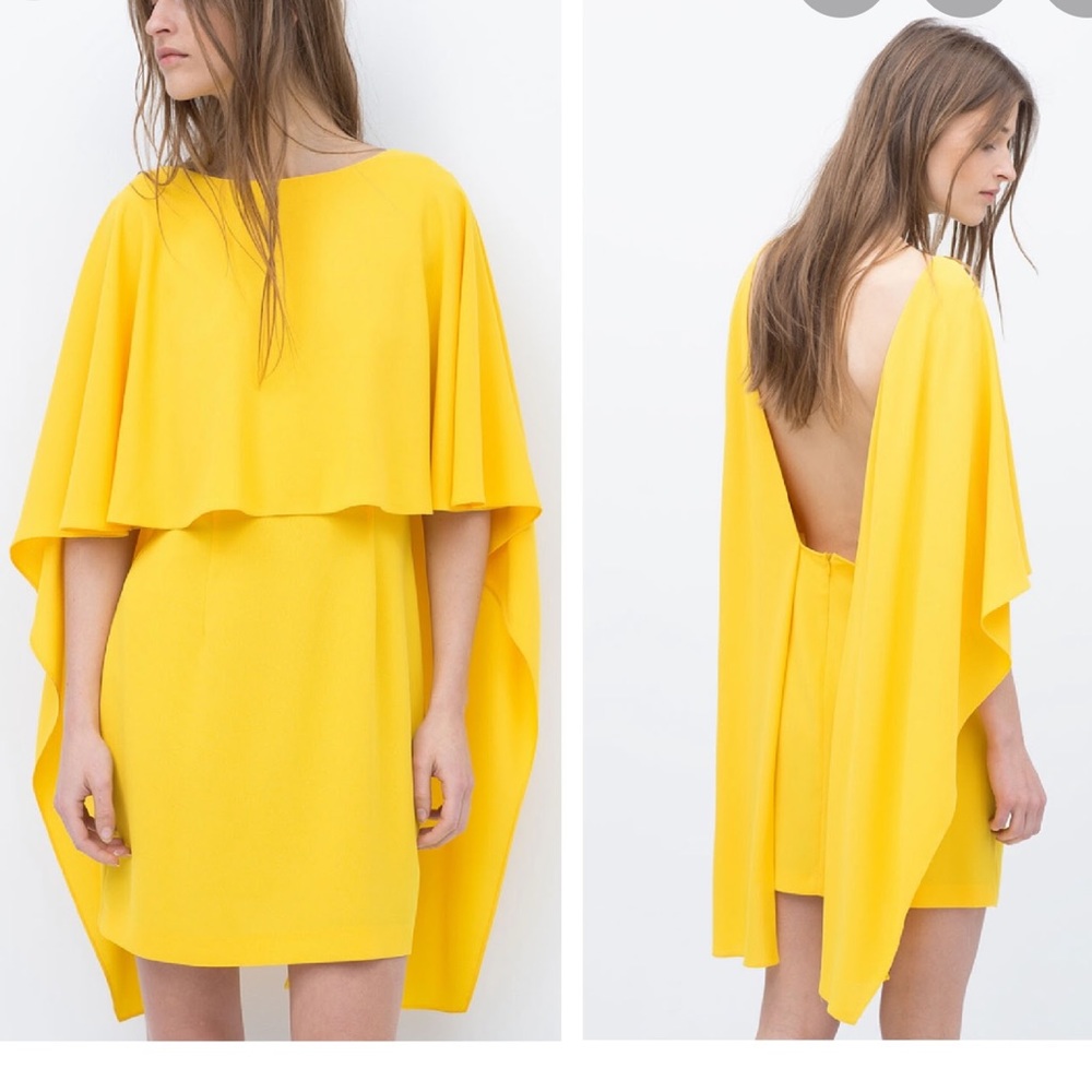 Zara yellow cape dress